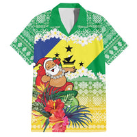 Personalised Malampa Joyeux Noel Family Matching Off Shoulder Short Dress and Hawaiian Shirt Proud To Be a Ni-Van Sand Drawing Art LT9 Dad's Shirt - Short Sleeve Lime - Polynesian Pride
