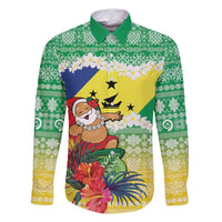 Personalised Malampa Joyeux Noel Family Matching Summer Maxi Dress and Hawaiian Shirt Proud To Be a Ni-Van Sand Drawing Art LT9 Dad's Shirt - Long Sleeve Lime - Polynesian Pride