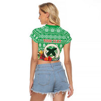 Personalised Malampa Joyeux Noel Raglan Cropped T Shirt Proud To Be a Ni-Van Sand Drawing Art - Polynesian Pride
