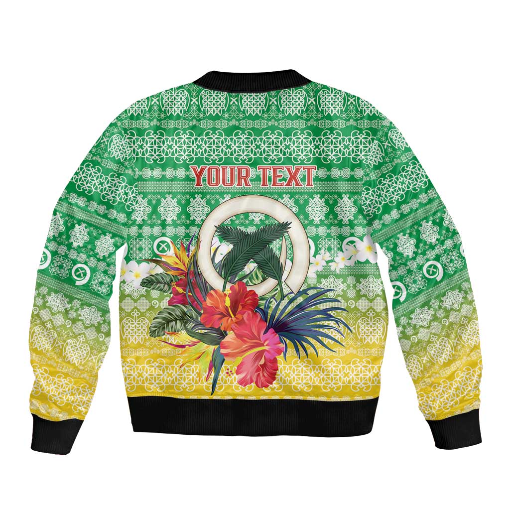 Personalised Malampa Joyeux Noel Sleeve Zip Bomber Jacket Proud To Be a Ni-Van Sand Drawing Art LT9 - Polynesian Pride