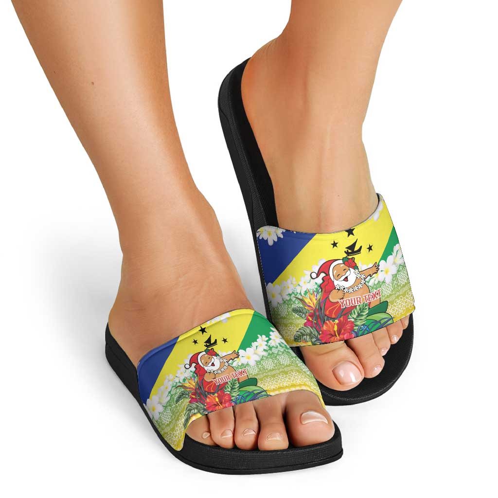 Personalised Malampa Joyeux Noel Slide Sandals Proud To Be a Ni-Van Sand Drawing Art - Polynesian Pride