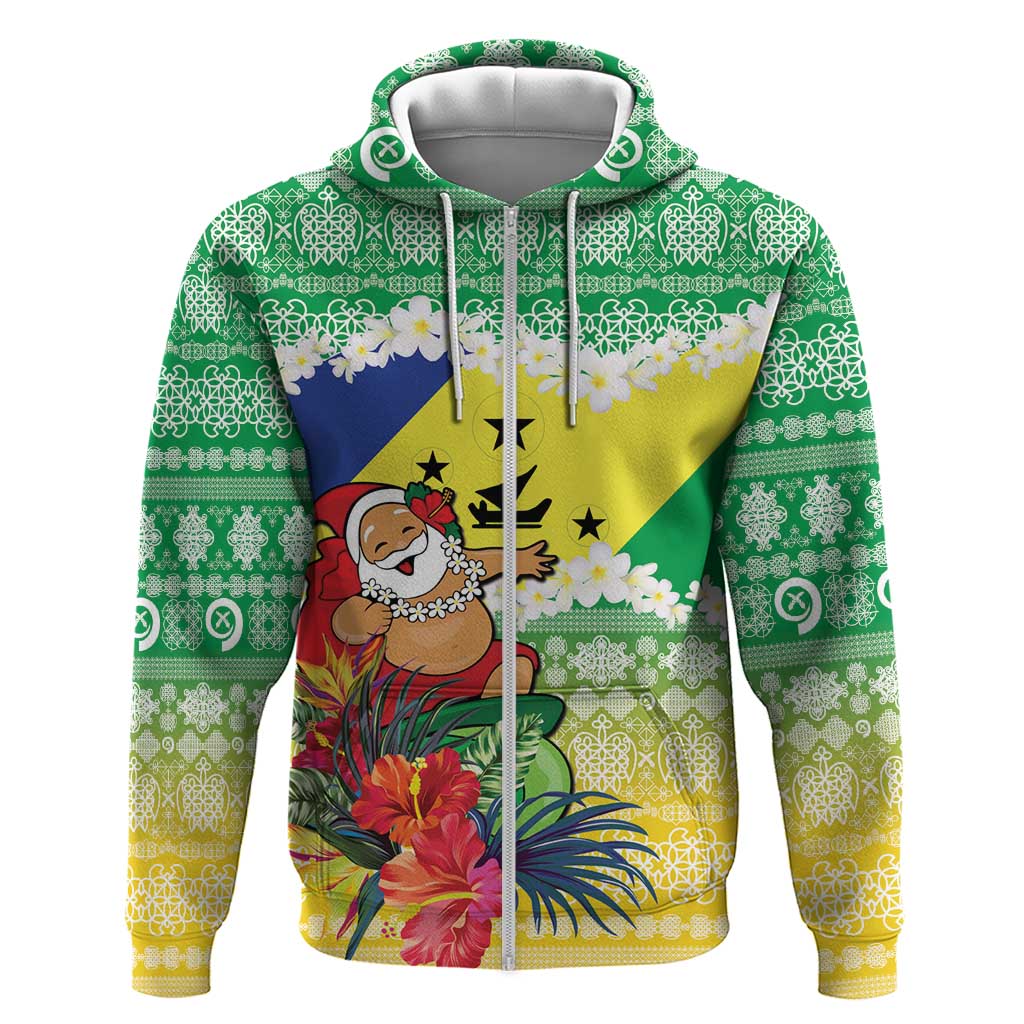 Personalised Malampa Joyeux Noel Zip Hoodie Proud To Be a Ni-Van Sand Drawing Art - Polynesian Pride