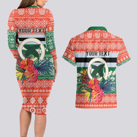 Personalised Penama Joyeux Noel Couples Matching Long Sleeve Bodycon Dress and Hawaiian Shirt Proud To Be a Ni-Van Sand Drawing Art LT9 - Polynesian Pride