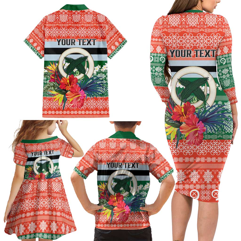 Personalised Penama Joyeux Noel Family Matching Long Sleeve Bodycon Dress and Hawaiian Shirt Proud To Be a Ni-Van Sand Drawing Art LT9 - Polynesian Pride