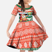 Personalised Penama Joyeux Noel Family Matching Mermaid Dress and Hawaiian Shirt Proud To Be a Ni-Van Sand Drawing Art LT9 Daughter's Dress Red - Polynesian Pride