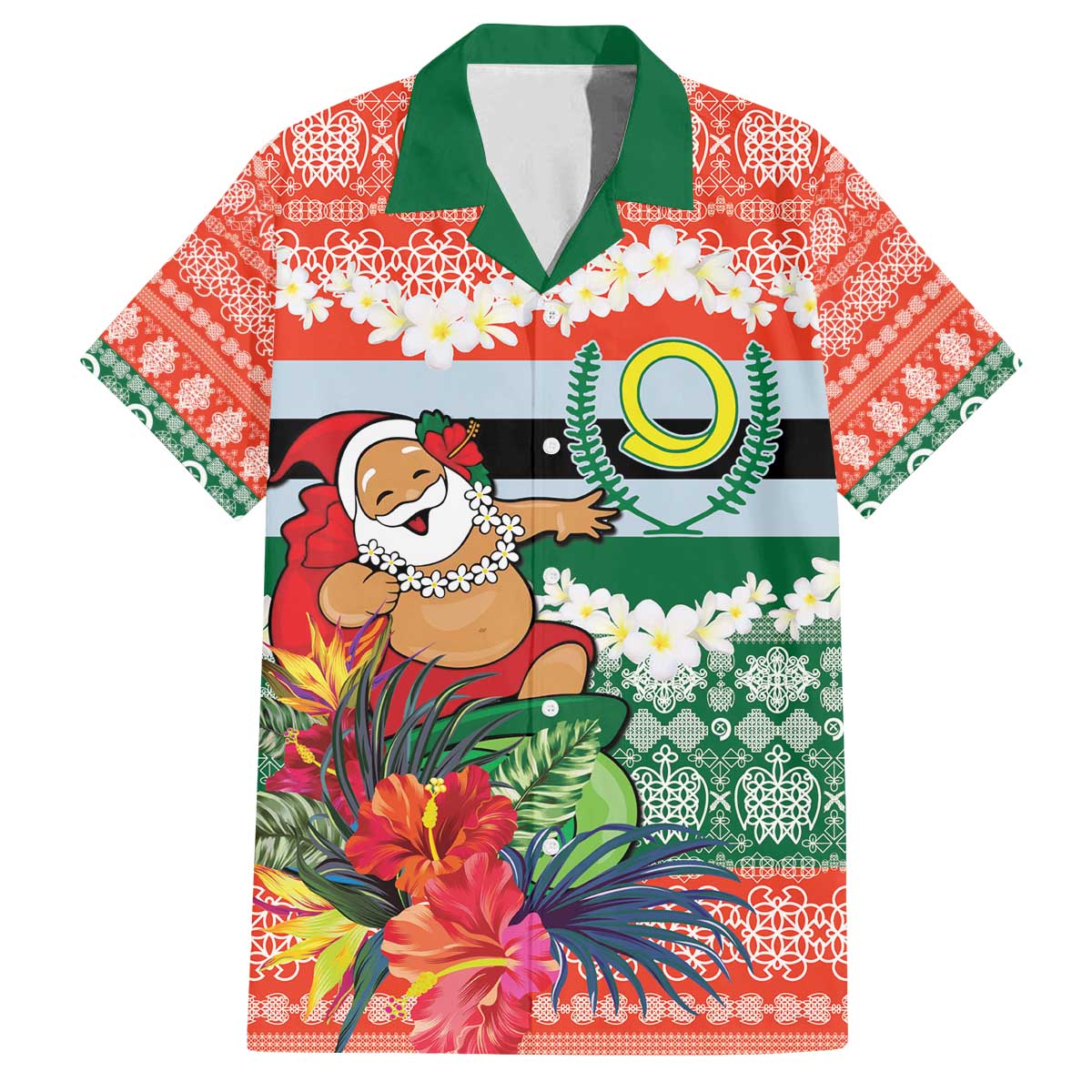 Personalised Penama Joyeux Noel Family Matching Off The Shoulder Long Sleeve Dress and Hawaiian Shirt Proud To Be a Ni-Van Sand Drawing Art LT9 Dad's Shirt - Short Sleeve Red - Polynesian Pride