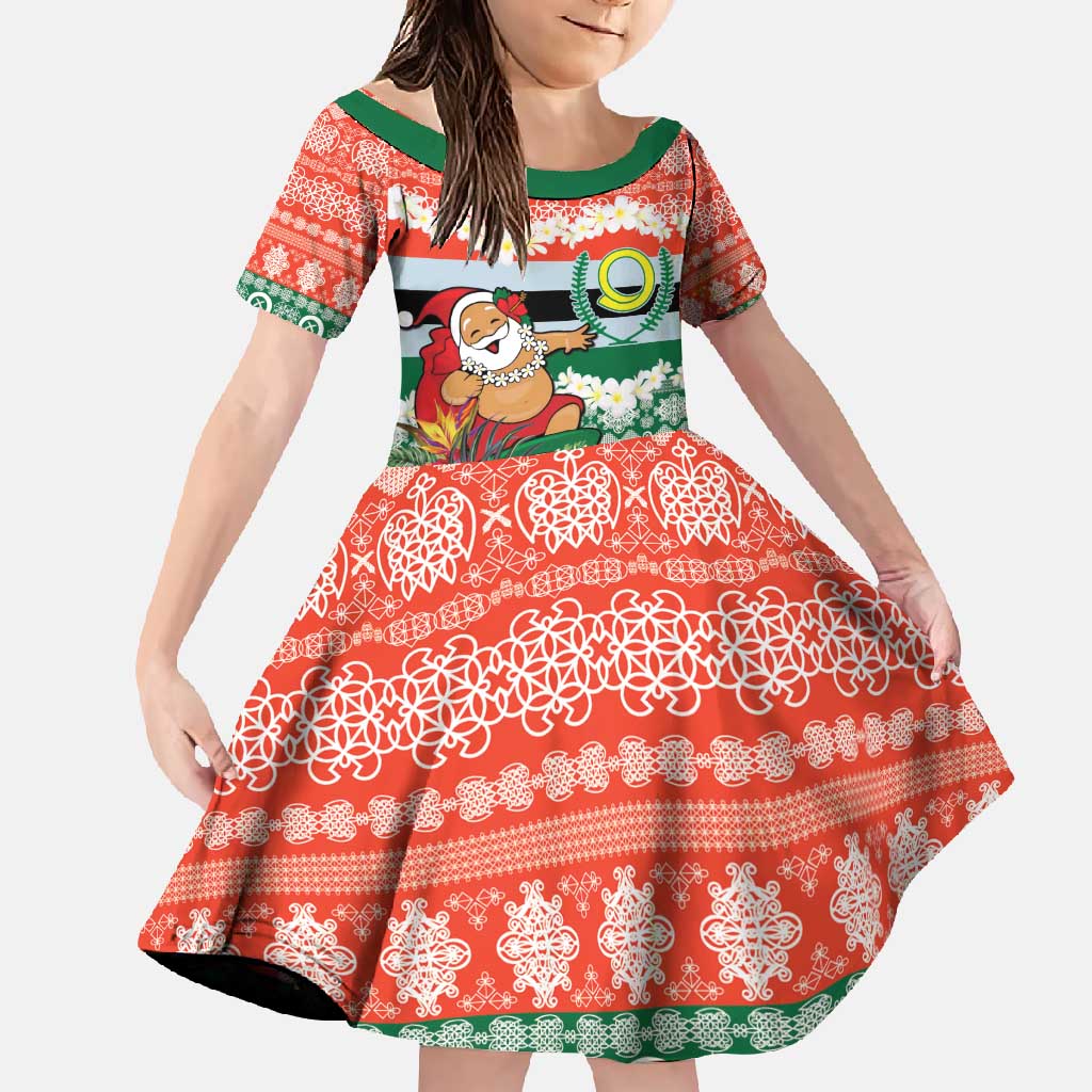Personalised Penama Joyeux Noel Family Matching Off Shoulder Maxi Dress and Hawaiian Shirt Proud To Be a Ni-Van Sand Drawing Art LT9 Daughter's Dress Red - Polynesian Pride