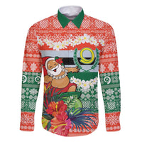Personalised Penama Joyeux Noel Family Matching Off Shoulder Maxi Dress and Hawaiian Shirt Proud To Be a Ni-Van Sand Drawing Art LT9 Dad's Shirt - Long Sleeve Red - Polynesian Pride