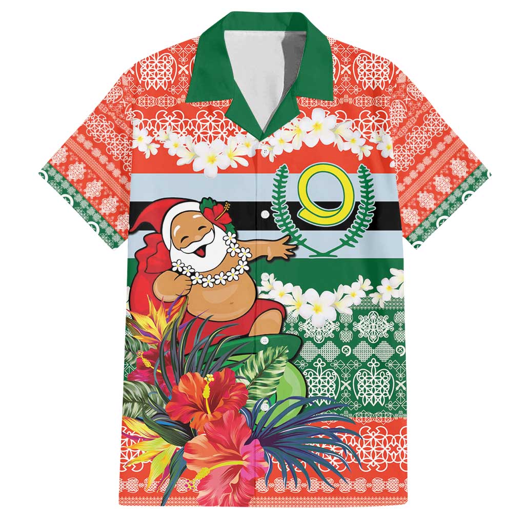 Personalised Penama Joyeux Noel Family Matching Off Shoulder Short Dress and Hawaiian Shirt Proud To Be a Ni-Van Sand Drawing Art LT9 Dad's Shirt - Short Sleeve Red - Polynesian Pride