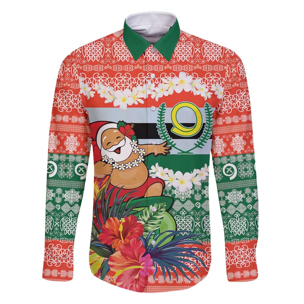 Personalised Penama Joyeux Noel Family Matching Off Shoulder Short Dress and Hawaiian Shirt Proud To Be a Ni-Van Sand Drawing Art LT9 Dad's Shirt - Long Sleeve Red - Polynesian Pride