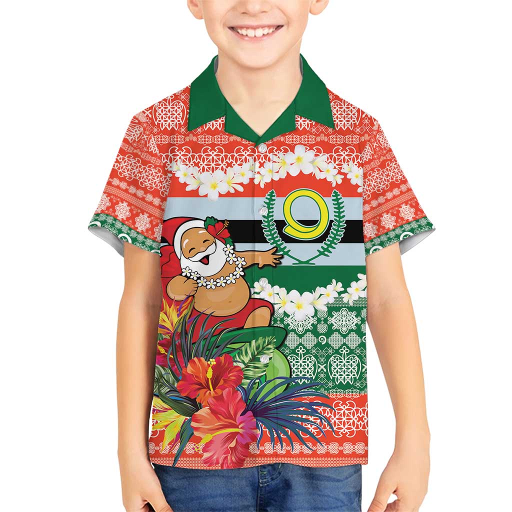 Personalised Penama Joyeux Noel Family Matching Off Shoulder Short Dress and Hawaiian Shirt Proud To Be a Ni-Van Sand Drawing Art LT9 Son's Shirt Red - Polynesian Pride