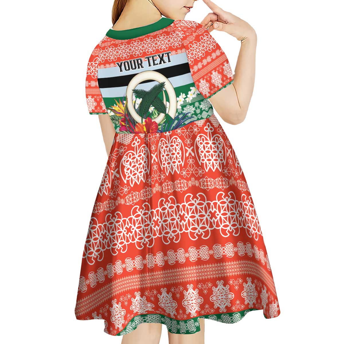 Personalised Penama Joyeux Noel Kid Short Sleeve Dress Proud To Be a Ni-Van Sand Drawing Art - Polynesian Pride