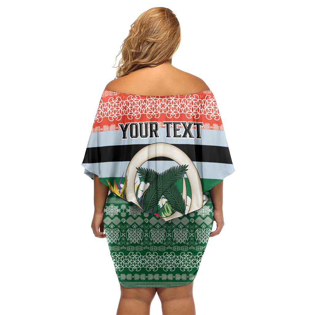 Personalised Penama Joyeux Noel Off Shoulder Short Dress Proud To Be a Ni-Van Sand Drawing Art - Polynesian Pride