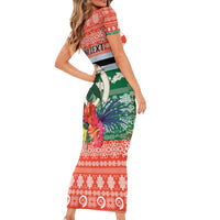 Personalised Penama Joyeux Noel Short Sleeve Bodycon Dress Proud To Be a Ni-Van Sand Drawing Art - Polynesian Pride