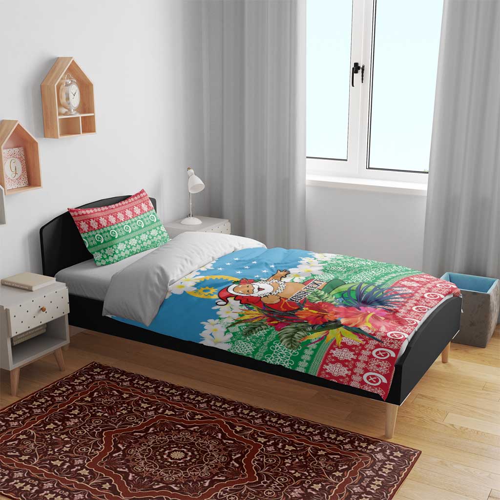 Personalised Sanma Joyeux Noel Bedding Set Proud To Be a Ni-Van Sand Drawing Art - Polynesian Pride