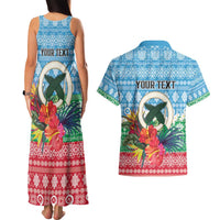 Personalised Sanma Joyeux Noel Couples Matching Tank Maxi Dress and Hawaiian Shirt Proud To Be a Ni-Van Sand Drawing Art LT9 - Polynesian Pride