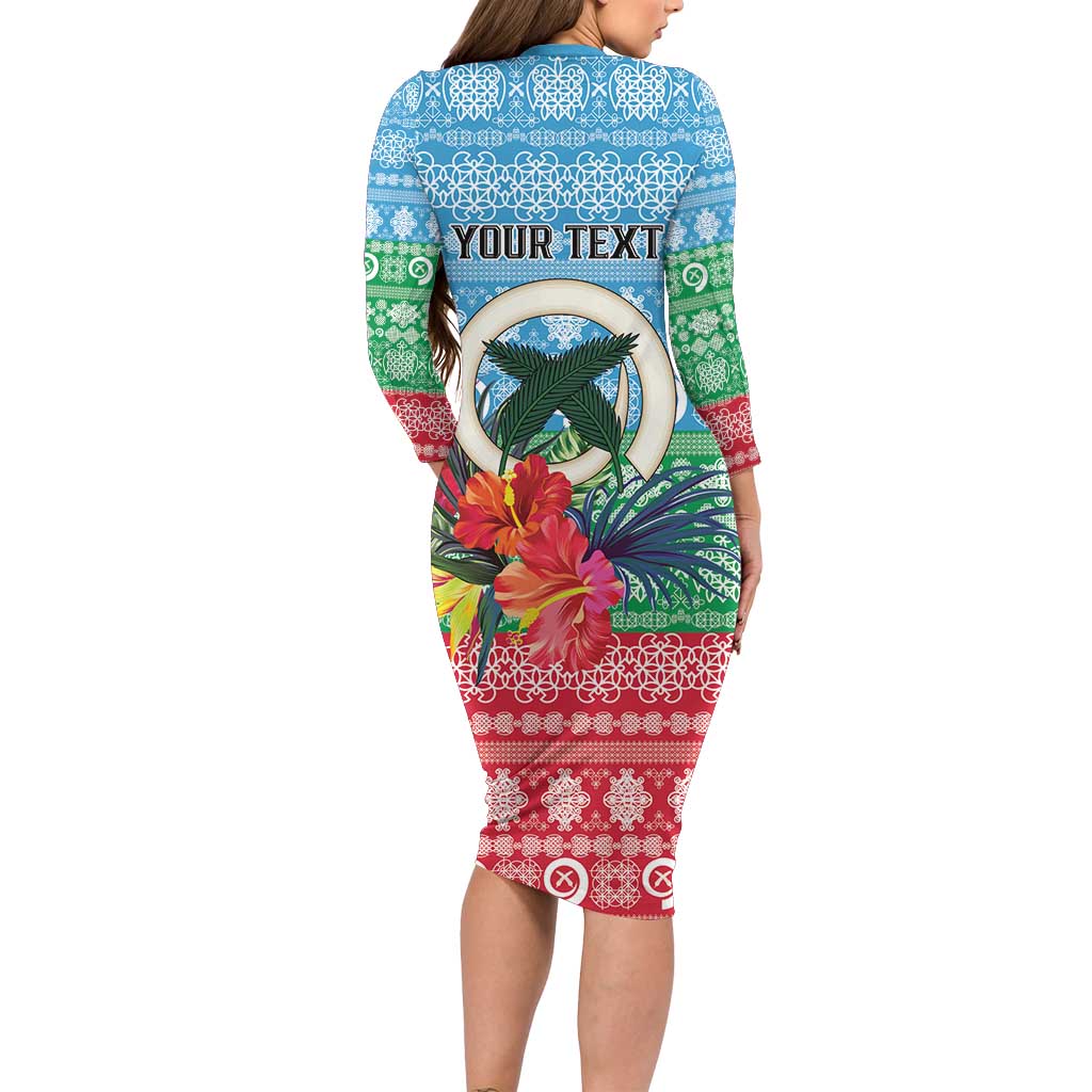 Personalised Sanma Joyeux Noel Family Matching Long Sleeve Bodycon Dress and Hawaiian Shirt Proud To Be a Ni-Van Sand Drawing Art LT9 - Polynesian Pride