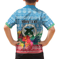 Personalised Sanma Joyeux Noel Family Matching Off Shoulder Maxi Dress and Hawaiian Shirt Proud To Be a Ni-Van Sand Drawing Art LT9 - Polynesian Pride