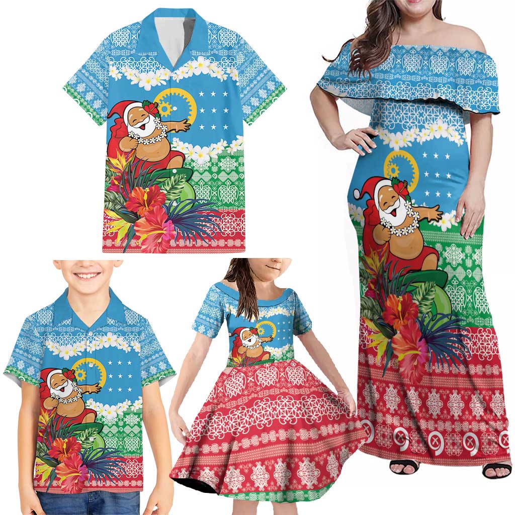 Personalised Sanma Joyeux Noel Family Matching Off Shoulder Maxi Dress and Hawaiian Shirt Proud To Be a Ni-Van Sand Drawing Art LT9 - Polynesian Pride