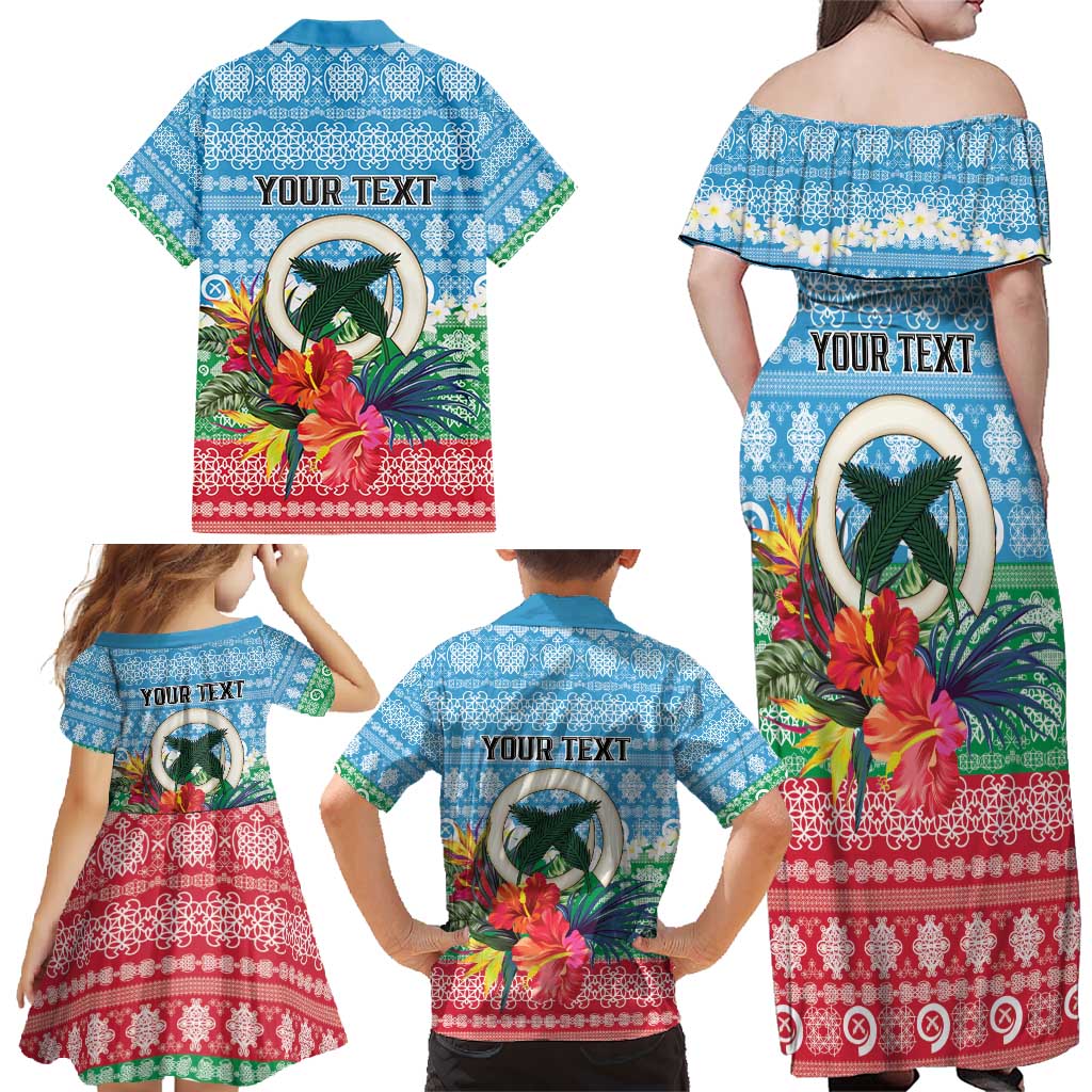Personalised Sanma Joyeux Noel Family Matching Off Shoulder Maxi Dress and Hawaiian Shirt Proud To Be a Ni-Van Sand Drawing Art LT9 - Polynesian Pride