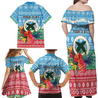 Personalised Sanma Joyeux Noel Family Matching Off Shoulder Maxi Dress and Hawaiian Shirt Proud To Be a Ni-Van Sand Drawing Art LT9 - Polynesian Pride