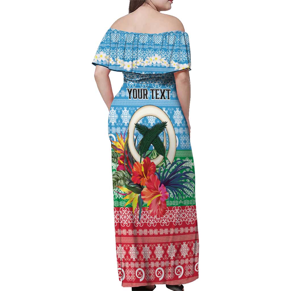 Personalised Sanma Joyeux Noel Family Matching Off Shoulder Maxi Dress and Hawaiian Shirt Proud To Be a Ni-Van Sand Drawing Art LT9 - Polynesian Pride