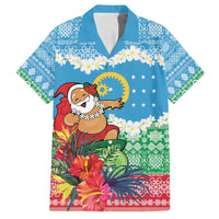 Personalised Sanma Joyeux Noel Family Matching Short Sleeve Bodycon Dress and Hawaiian Shirt Proud To Be a Ni-Van Sand Drawing Art LT9 Dad's Shirt - Short Sleeve Blue - Polynesian Pride