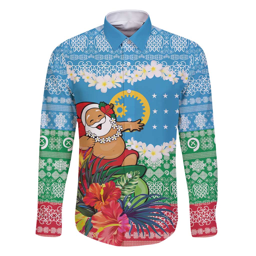 Personalised Sanma Joyeux Noel Family Matching Short Sleeve Bodycon Dress and Hawaiian Shirt Proud To Be a Ni-Van Sand Drawing Art LT9 Dad's Shirt - Long Sleeve Blue - Polynesian Pride