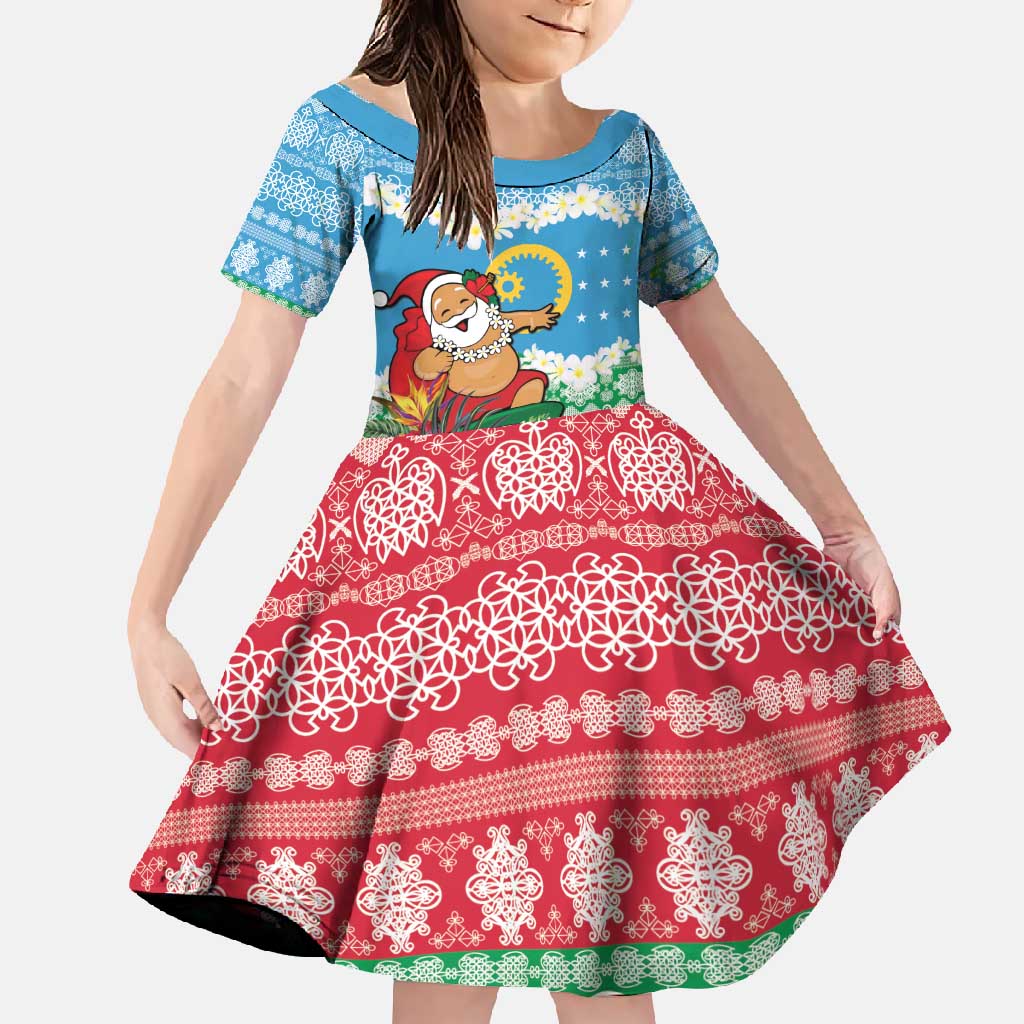 Personalised Sanma Joyeux Noel Family Matching Summer Maxi Dress and Hawaiian Shirt Proud To Be a Ni-Van Sand Drawing Art LT9 Daughter's Dress Blue - Polynesian Pride