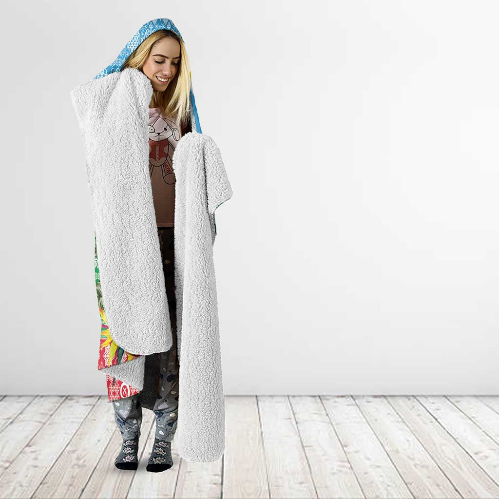 Personalised Sanma Joyeux Noel Hooded Blanket Proud To Be a Ni-Van Sand Drawing Art - Polynesian Pride