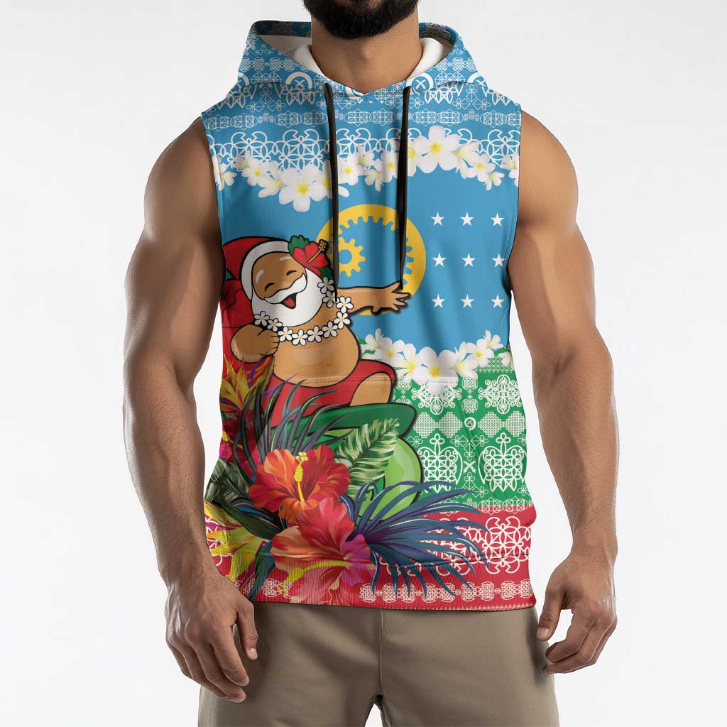 Personalised Sanma Joyeux Noel Sleeveless Hoodie Proud To Be a Ni-Van Sand Drawing Art - Polynesian Pride