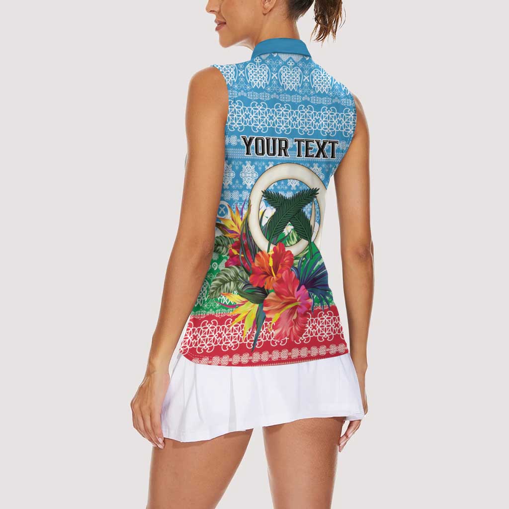 Personalised Sanma Joyeux Noel Women Sleeveless Polo Shirt Proud To Be a Ni-Van Sand Drawing Art - Polynesian Pride