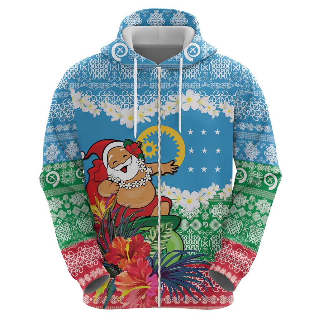 Personalised Sanma Joyeux Noel Zip Hoodie Proud To Be a Ni-Van Sand Drawing Art - Polynesian Pride