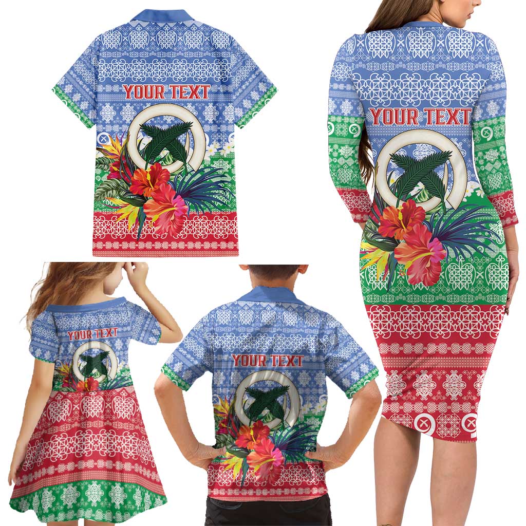 Personalised Shefa Joyeux Noel Family Matching Long Sleeve Bodycon Dress and Hawaiian Shirt Proud To Be a Ni-Van Sand Drawing Art LT9 - Polynesian Pride