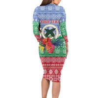 Personalised Shefa Joyeux Noel Family Matching Long Sleeve Bodycon Dress and Hawaiian Shirt Proud To Be a Ni-Van Sand Drawing Art LT9 - Polynesian Pride