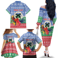 Personalised Shefa Joyeux Noel Family Matching Off The Shoulder Long Sleeve Dress and Hawaiian Shirt Proud To Be a Ni-Van Sand Drawing Art LT9 - Polynesian Pride