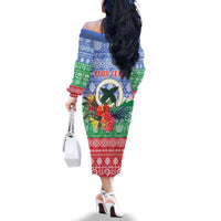 Personalised Shefa Joyeux Noel Family Matching Off The Shoulder Long Sleeve Dress and Hawaiian Shirt Proud To Be a Ni-Van Sand Drawing Art LT9 - Polynesian Pride