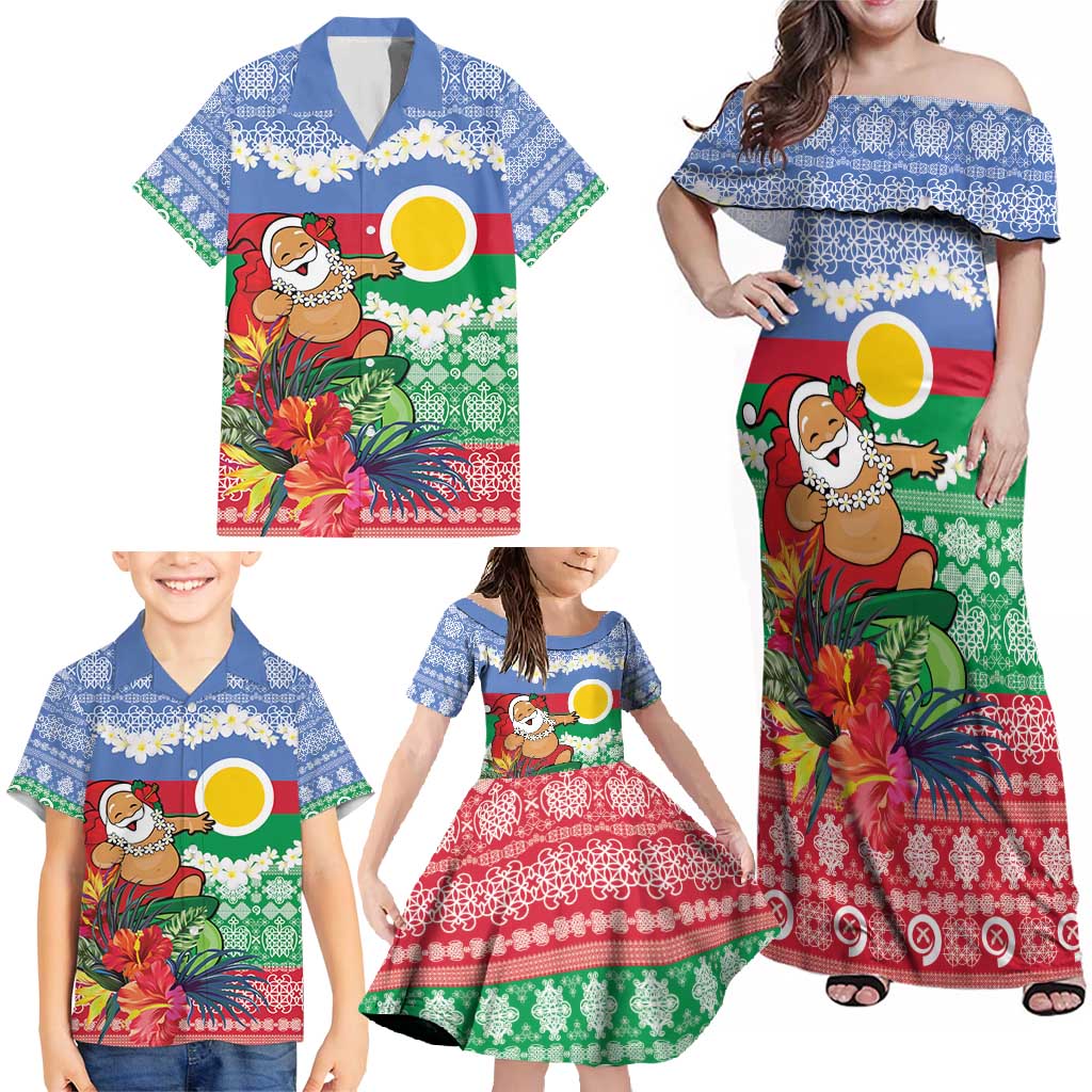 Personalised Shefa Joyeux Noel Family Matching Off Shoulder Maxi Dress and Hawaiian Shirt Proud To Be a Ni-Van Sand Drawing Art LT9 - Polynesian Pride