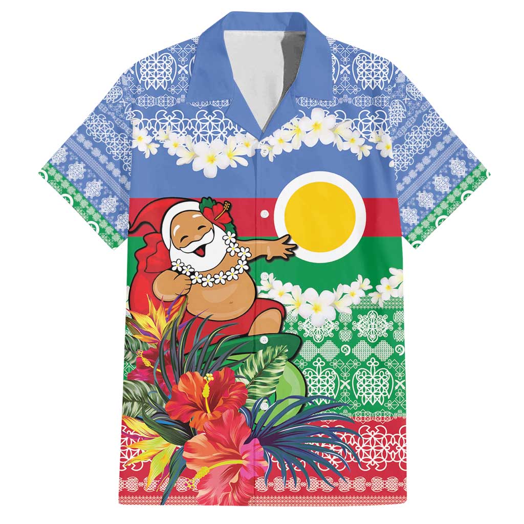 Personalised Shefa Joyeux Noel Family Matching Off Shoulder Maxi Dress and Hawaiian Shirt Proud To Be a Ni-Van Sand Drawing Art LT9 Dad's Shirt - Short Sleeve Blue - Polynesian Pride