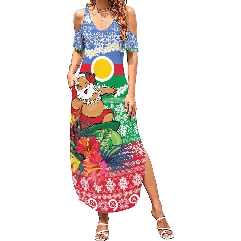 Personalised Shefa Joyeux Noel Family Matching Summer Maxi Dress and Hawaiian Shirt Proud To Be a Ni-Van Sand Drawing Art LT9 Mom's Dress Blue - Polynesian Pride