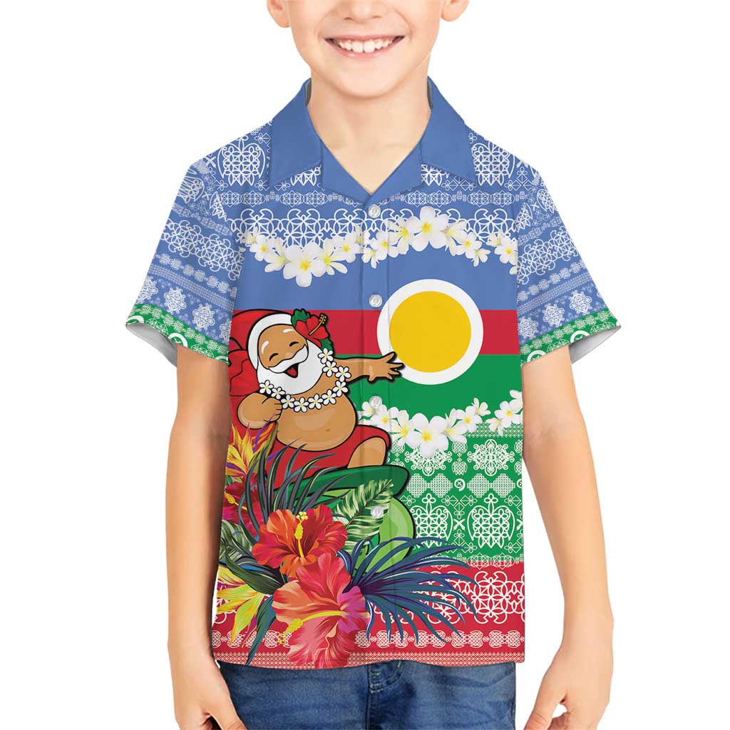 Personalised Shefa Joyeux Noel Family Matching Summer Maxi Dress and Hawaiian Shirt Proud To Be a Ni-Van Sand Drawing Art LT9 Son's Shirt Blue - Polynesian Pride