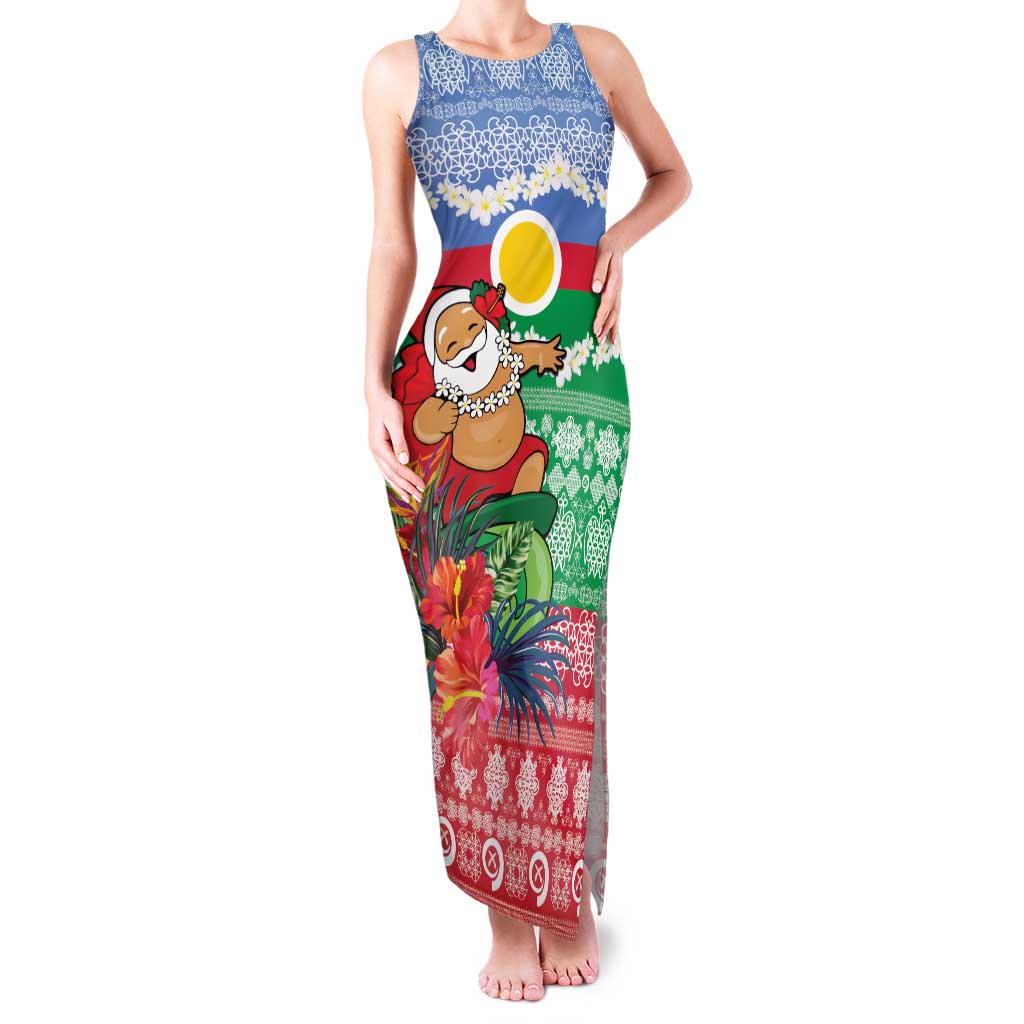 Personalised Shefa Joyeux Noel Family Matching Tank Maxi Dress and Hawaiian Shirt Proud To Be a Ni-Van Sand Drawing Art LT9 Mom's Dress Blue - Polynesian Pride