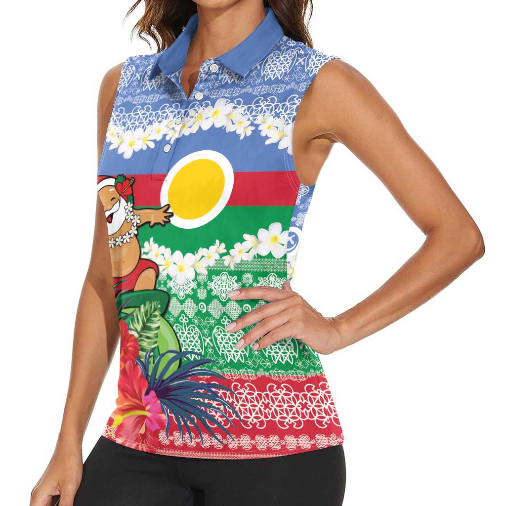 Personalised Shefa Joyeux Noel Women Sleeveless Polo Shirt Proud To Be a Ni-Van Sand Drawing Art - Polynesian Pride