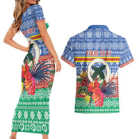 Personalised Tafea Joyeux Noel Couples Matching Short Sleeve Bodycon Dress and Hawaiian Shirt Proud To Be a Ni-Van Sand Drawing Art LT9 - Polynesian Pride