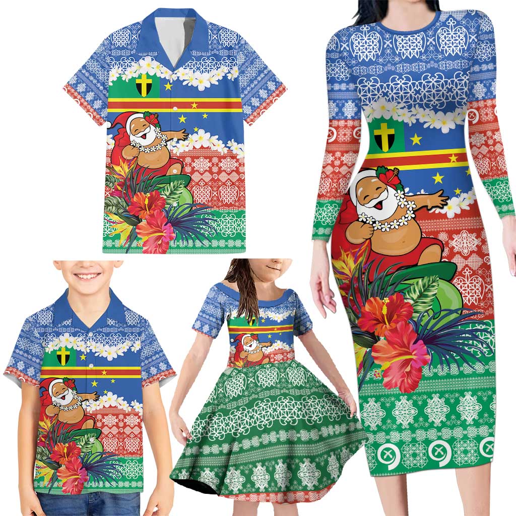 Personalised Tafea Joyeux Noel Family Matching Long Sleeve Bodycon Dress and Hawaiian Shirt Proud To Be a Ni-Van Sand Drawing Art LT9 - Polynesian Pride
