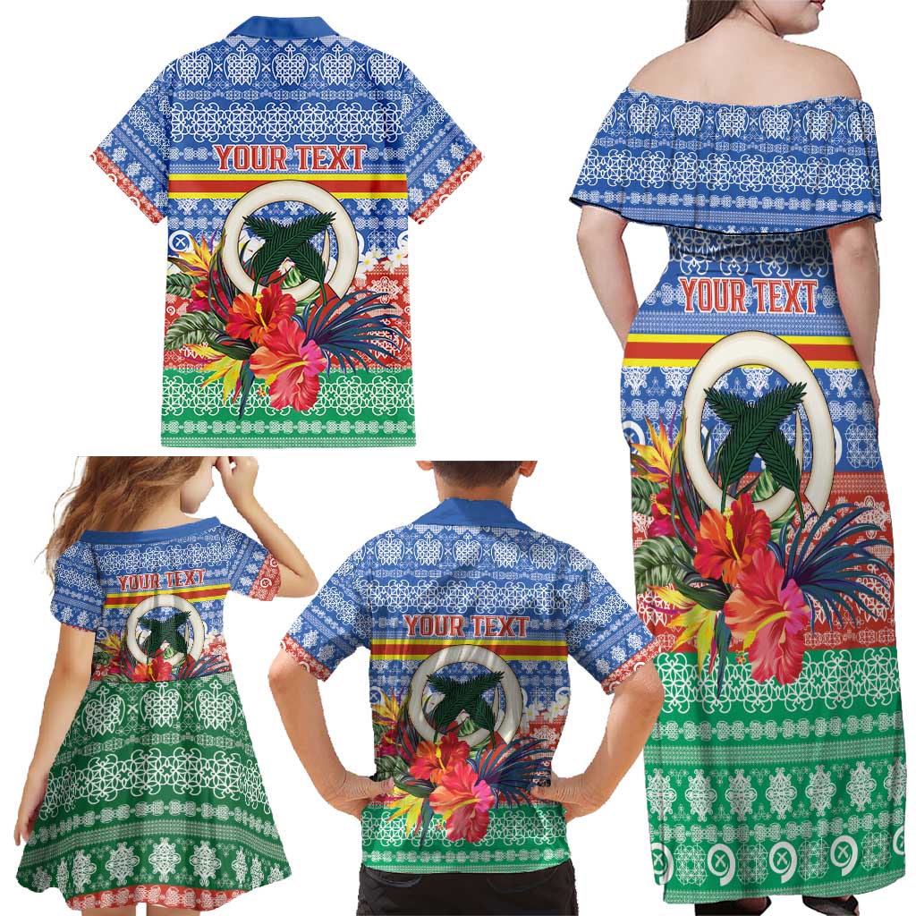 Personalised Tafea Joyeux Noel Family Matching Off Shoulder Maxi Dress and Hawaiian Shirt Proud To Be a Ni-Van Sand Drawing Art LT9 - Polynesian Pride