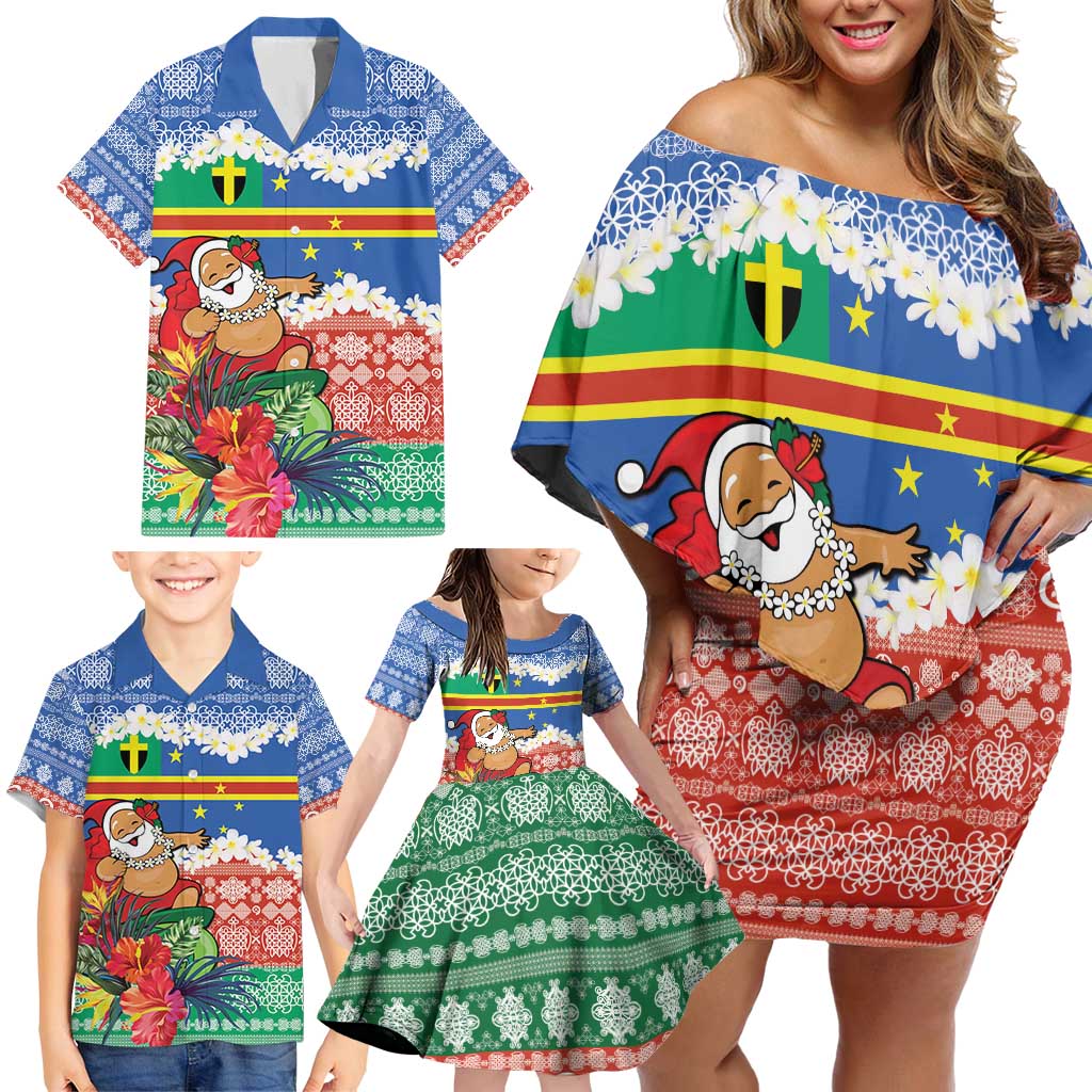 Personalised Tafea Joyeux Noel Family Matching Off Shoulder Short Dress and Hawaiian Shirt Proud To Be a Ni-Van Sand Drawing Art LT9 - Polynesian Pride