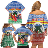 Personalised Tafea Joyeux Noel Family Matching Off Shoulder Short Dress and Hawaiian Shirt Proud To Be a Ni-Van Sand Drawing Art LT9 - Polynesian Pride