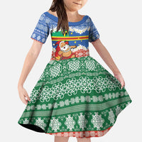 Personalised Tafea Joyeux Noel Family Matching Puletasi and Hawaiian Shirt Proud To Be a Ni-Van Sand Drawing Art LT9 Daughter's Dress Blue - Polynesian Pride