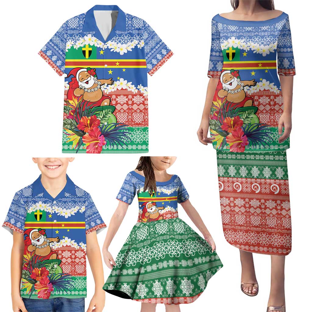 Personalised Tafea Joyeux Noel Family Matching Puletasi and Hawaiian Shirt Proud To Be a Ni-Van Sand Drawing Art LT9 - Polynesian Pride